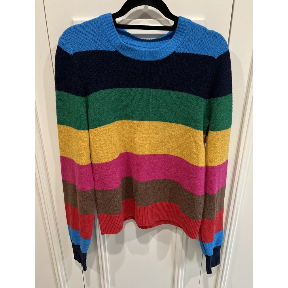 Gap Women's Happy Stripe‎ Crew Neck Sweater Size Small Tall Rainbow